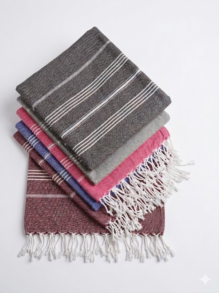 Turkish Peshtemal Towel — 100% Cotton, Striped Design