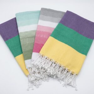 Authentic Turkish Peshtemal Towel — 100% Cotton, Color Block Design