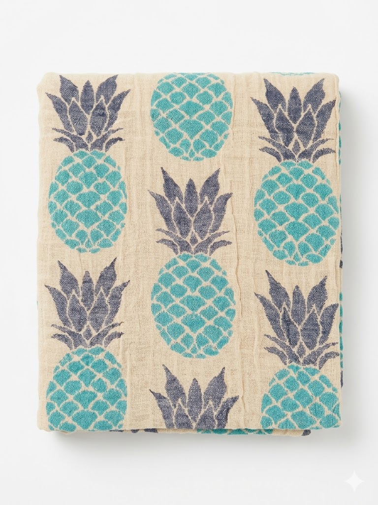 Double-Colored Muslin Towel & Wrap — Pineapple Collection - Image 3