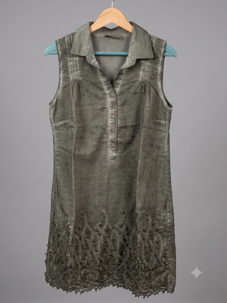 100% Cotton Stonewashed Sleeveless Dress — Fully Lined Summer Dress