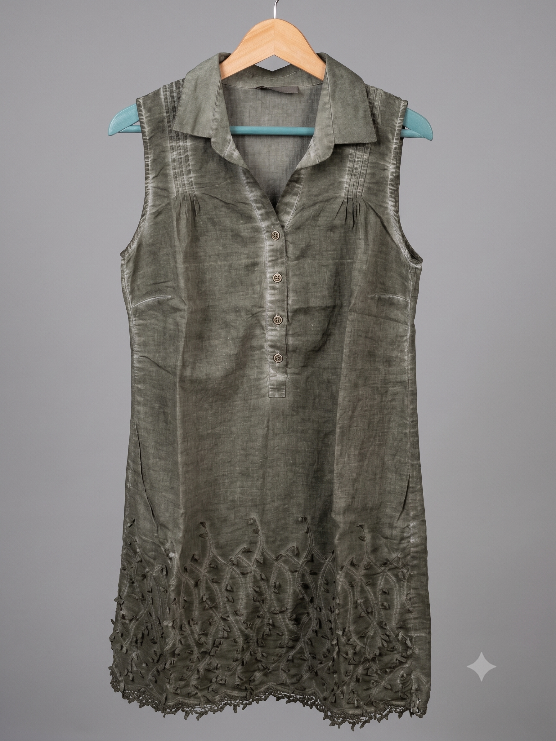 100% Cotton Stonewashed Sleeveless Dress — Fully Lined Summer Dress